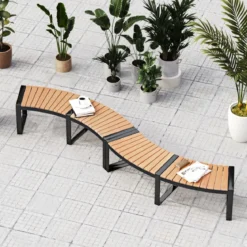 1/2er Set Gartenbank ohne Rückenlehne Wetterfeste Sitzbank bis 360 kg Belastbar Parkbank