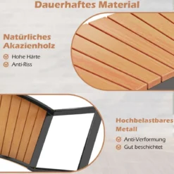 1/2er Set Gartenbank ohne Rückenlehne Wetterfeste Sitzbank bis 360 kg Belastbar Parkbank