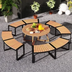 1/2er Set Gartenbank ohne Rückenlehne Wetterfeste Sitzbank bis 360 kg Belastbar Parkbank