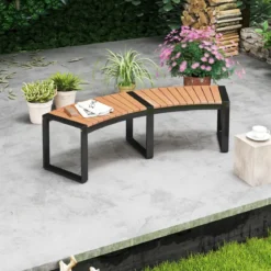 1/2er Set Gartenbank ohne Rückenlehne Wetterfeste Sitzbank bis 360 kg Belastbar Parkbank