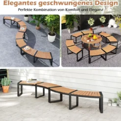 1/2er Set Gartenbank ohne Rückenlehne Wetterfeste Sitzbank bis 360 kg Belastbar Parkbank