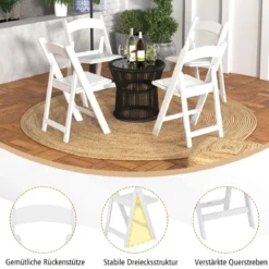 2er Set Gartenstühle aus Kunstharz wetterfeste Klappstühle bis 500 kg belastbar 46 x 44 x 79 cm Weiß