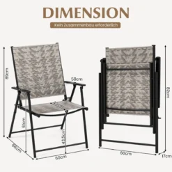 2er Set Gartenstühle aus Polyrattan mit Armlehnen Klappstühle Balkonstühle Terrassenstühle