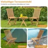2er Set Gartenstühle aus Teakholz Klappstühle mit hoher Rückenlehne 61 x 47 x 89,5 cm Natur