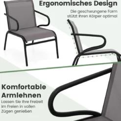 2er Set Gartenstühle Balkonstühle mit Stmungsaktivem Stoff Terrassenstühle bis 150 kg Belastbar