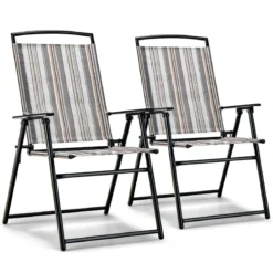 2er Set Gartenstühle Klappstühle mit Armlehnen 51 x 61,5 x 92 cm Grau