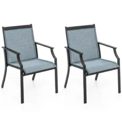 2er Set Gartenstühle mit Atmungsaktiver Sitzfläche & Metallrahmen bis 150 kg Belastbar