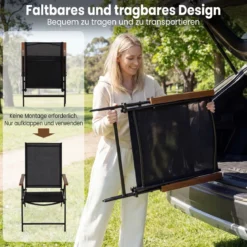 2er Set Gartenstühle mit 5-Fach Verstellbarer Rückenlehne Klappbare Balkonstühle bis 150 kg