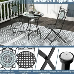 2er Set Gartenstühle mit Metallgestell Mosaik Klappstühle Terrassenstühle 55 x 42 x 94 cm