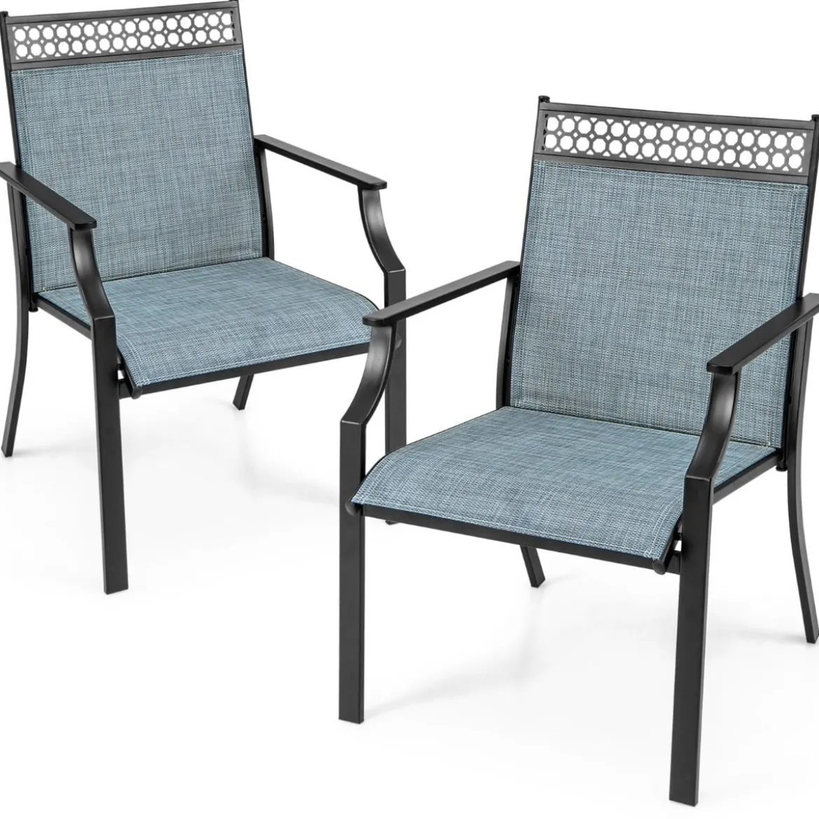 2er Set Gartenstühle mit Schnell Trocknendem Stoff & Metallrahmen Terrassenstühle