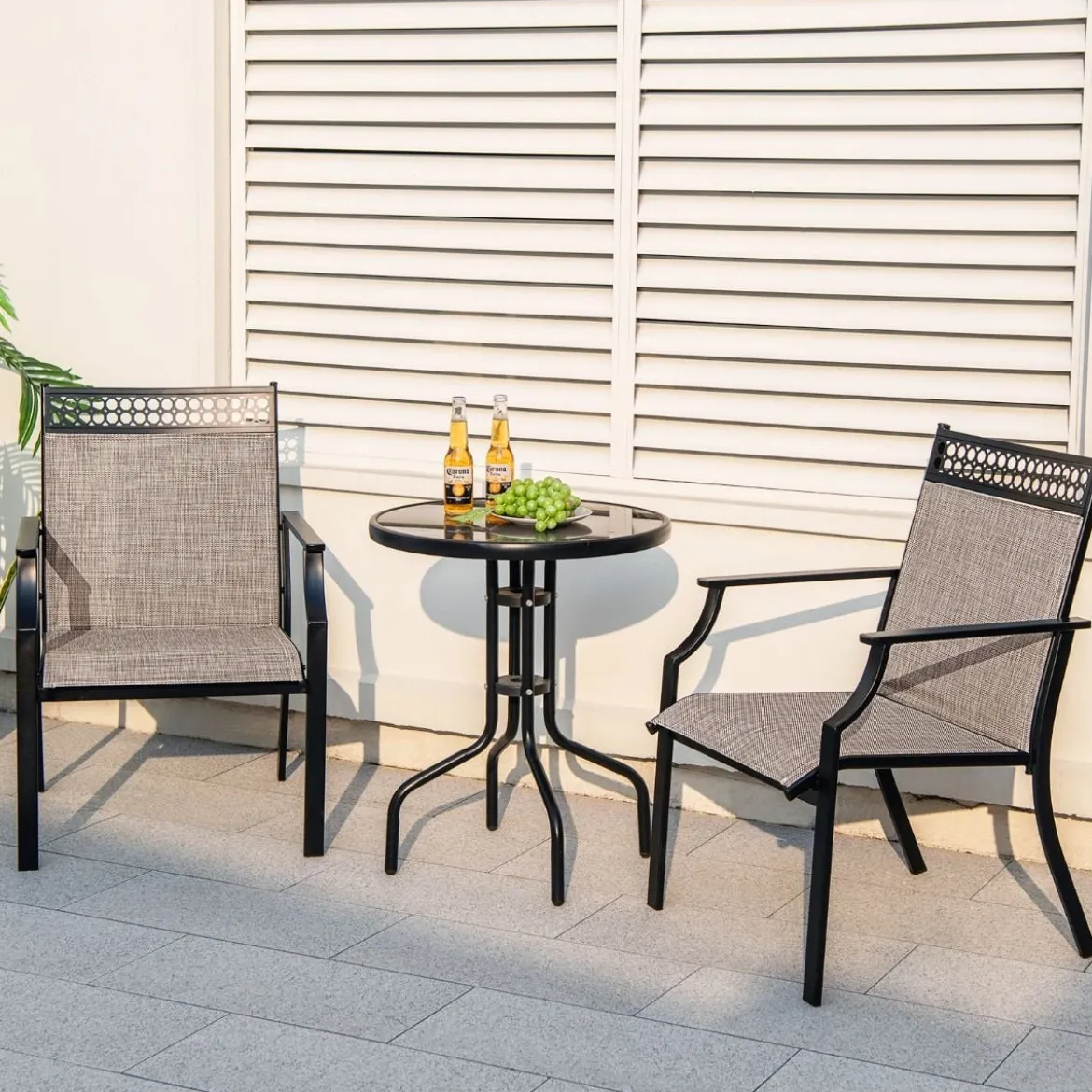 2er Set Gartenstühle mit Schnell Trocknendem Stoff & Metallrahmen Terrassenstühle