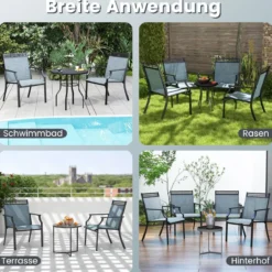 2er Set Gartenstühle mit Schnell Trocknendem Stoff & Metallrahmen Terrassenstühle