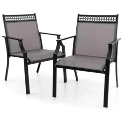 2er Set Gartenstühle mit Schnell Trocknendem Stoff & Metallrahmen Terrassenstühle