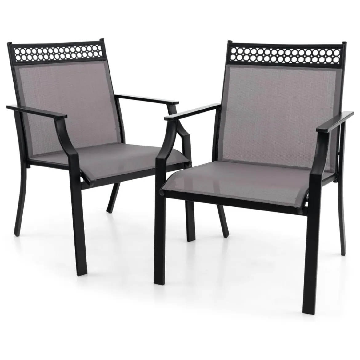 2er Set Gartenstühle mit Schnell Trocknendem Stoff & Metallrahmen Terrassenstühle