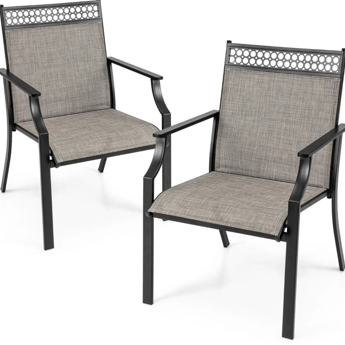 2er Set Gartenstühle mit Schnell Trocknendem Stoff & Metallrahmen Terrassenstühle
