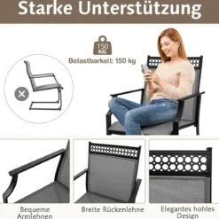 2er Set Gartenstühle mit Schnell Trocknendem Stoff & Metallrahmen Terrassenstühle