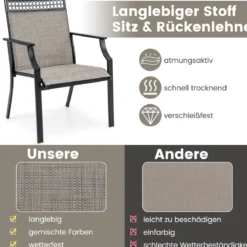 2er Set Gartenstühle mit Schnell Trocknendem Stoff & Metallrahmen Terrassenstühle