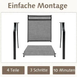 2er Set Gartenstühle mit Schnell Trocknendem Stoff & Metallrahmen Terrassenstühle