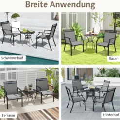 2er Set Gartenstühle mit Schnell Trocknendem Stoff & Metallrahmen Terrassenstühle
