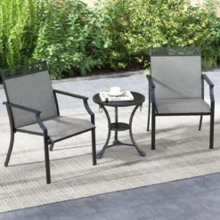 2er Set Gartenstühle mit Schnell Trocknendem Stoff & Metallrahmen Terrassenstühle