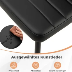 4er Set Gepolsterten Esszimmerstühlen mitRückenlehne Armlose Küchenstühle Lederstühle