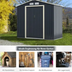 2er Set Gerätehaus Metall Erweitert-213 x 191 x 195 cm+Geräteschuppen abschließbar Gartenhaus Set