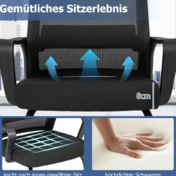 2er Set Gästestuhl mit Lendenwirbelstütze & Kufengestell & Gepolstertem Sitz Konferenzstuhl