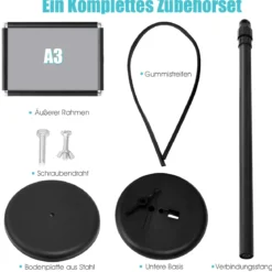 2er Set Höhenverstellbarer A3 Infoständer Drehbarer Plakatständer Kundenstopper Schwarz