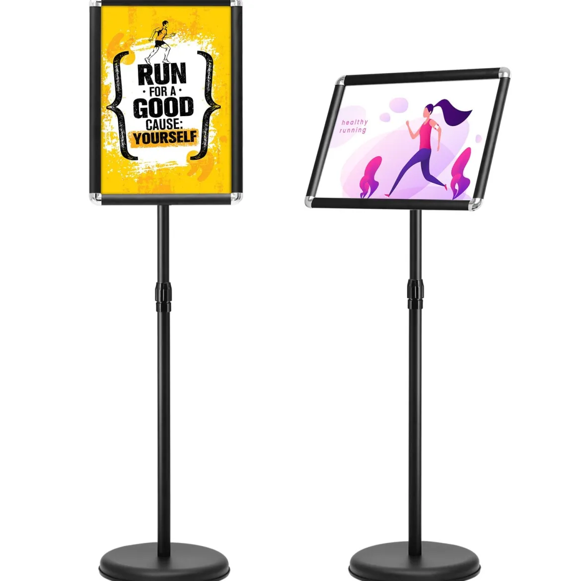 2er Set Höhenverstellbarer A3 Infoständer Drehbarer Plakatständer Kundenstopper Schwarz