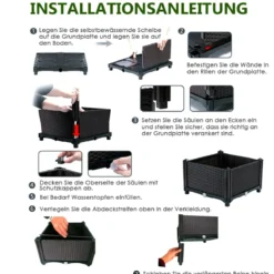 4er Set Hochbeet Blumenbeet Pflanzenbeet Blumenkasten für den Garten Pflanzkasten Frühbeet Blumentrog Pflanzhaus Braun
