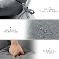 4er Set 2 in 1 Auflagen für Stuhl Bodenstuhl Sitzauflagen Polster mit Hoher Verstellbarer Rückenlehne Grau