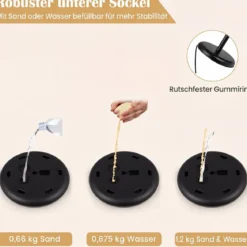 2er Set Infoständer A4 81–131 cm Höhenverstellbarer Menükartenhalter Drehbar mit Befüllbarem Sockel Schwarz