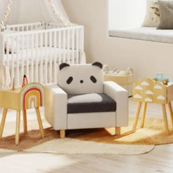2 er Set Kinder Nachttisch Nachtschrank mit kleinem Schrank & Massivholzbeinen Beistelltisch niedlich 34 x 30 x 54 cm