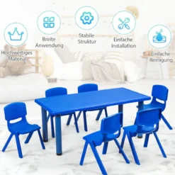 6er Set Kinderstühle Stapelbare Klassenraumstühle für Kinder zum Lernen Blau