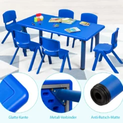 6er Set Kinderstühle Stapelbare Klassenraumstühle für Kinder zum Lernen Blau