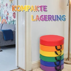 6er Set Kinder Stuhlkissen mit Griff & Reißverschluss Bodenkissen Sitzkissen