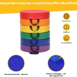 6er Set Kinder Stuhlkissen mit Griff & Reißverschluss Bodenkissen Sitzkissen