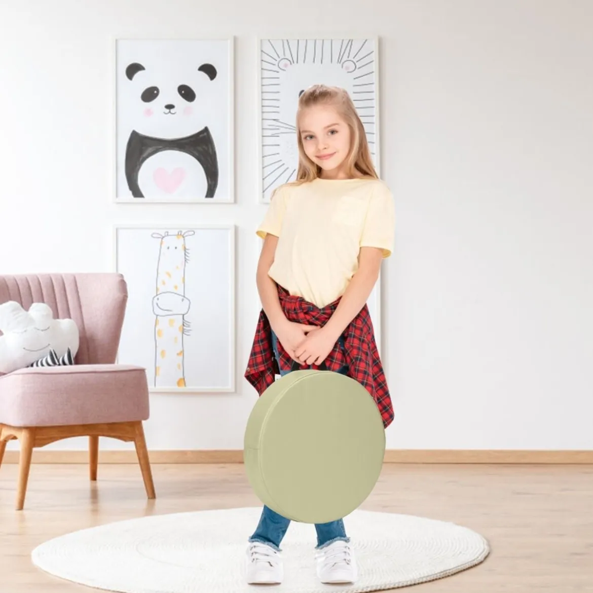 6er Set Kinder Stuhlkissen mit Griff & Reißverschluss Bodenkissen Sitzkissen