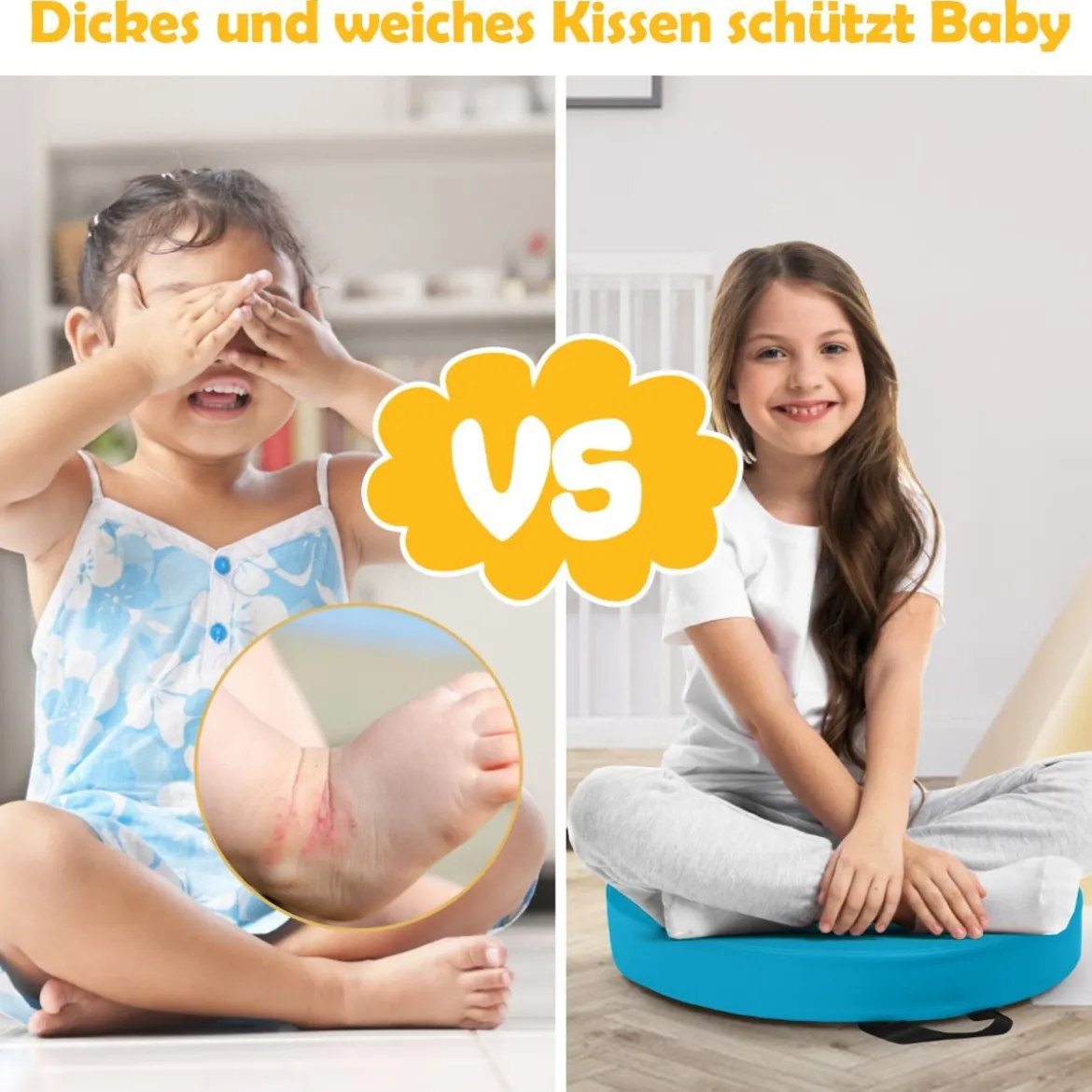 6er Set Kinder Stuhlkissen mit Griff & Reißverschluss Bodenkissen Sitzkissen