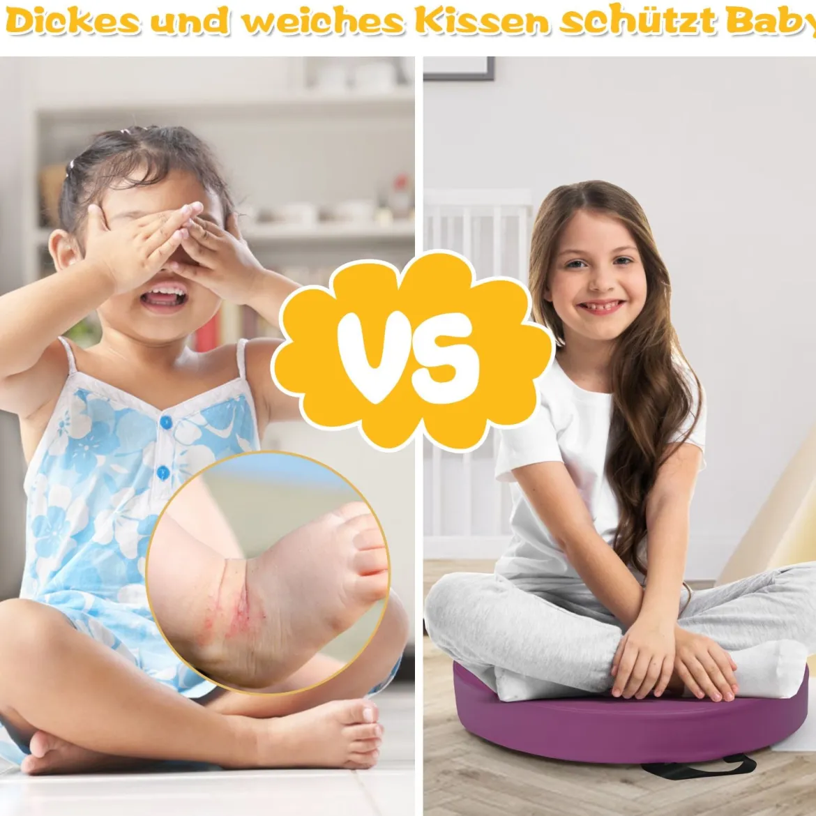 6er Set Kinder Stuhlkissen mit Griff & Reißverschluss Bodenkissen Sitzkissen