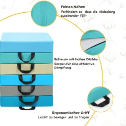 6er Set Kinder Stuhlkissen mit Griff Bodenkissen mit Reißverschluss Quadrat Hellblau