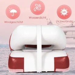 2er Set Klappbarer Bootssitz mit 11 cm Dicker Schwammpolsterung Steuerstuhl Rot Weiß