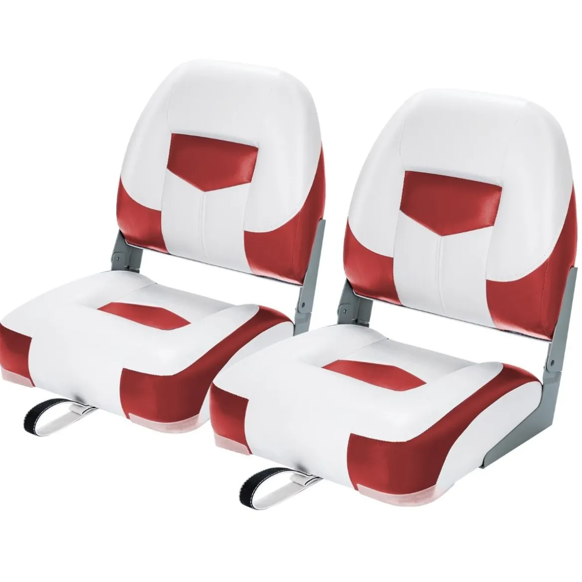 2er Set Klappbarer Bootssitz mit 11 cm Dicker Schwammpolsterung Steuerstuhl Rot Weiß