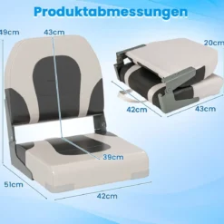 2er Set Klappbarer Bootsstuhl mit Niedriger Rückenlehne Bootssitz Gepolsterter Steuerstuhl
