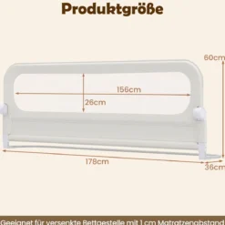 3er Set Klappbares Bettgitter mit Abnehmbarem Oxford-Stoffbezug Weiß (2 Stücke 178 x 60 cm+ 1 Stück 148 x 60 cm)