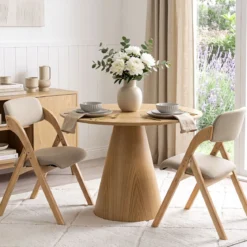 2er Set Klappstühle aus Holz mit Gepolsterter Sitzfläche & Atmungsaktiven Leinenkissen 61 x 53 x 81 cm