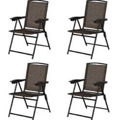 4er Set Klappstühle Hochlehner Gartenstuhl Klappsessel 69 x 54 cm x 90 cm Braun
