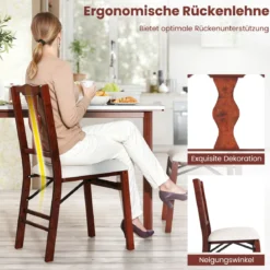 2er-Set Klappstühle mit Gepolsterte Sitzen & Holzrahmen Esszimmerstühle Beige + Braun