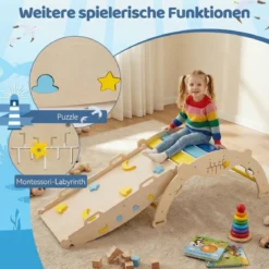 3er Set Klettergerüst Klappabres Kletterdreieck mit Rutsche & Kletterbogen Seefahrer Sprossendreieck