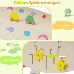 3er Set Klettergerüst mit Rutsche & Kletterbogen & Doppelseitige Rampe Kletterdreieck Mehrfarbig